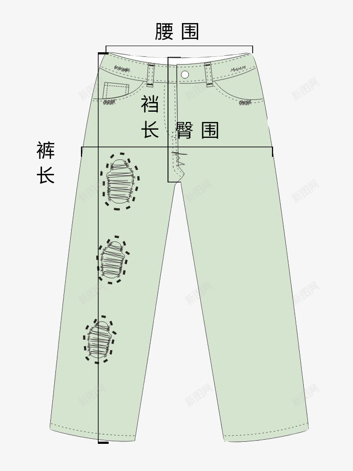 长裤尺寸图png免抠素材_88icon https://88icon.com 尺寸图 测量图 衣服测量图 裤子 长裤