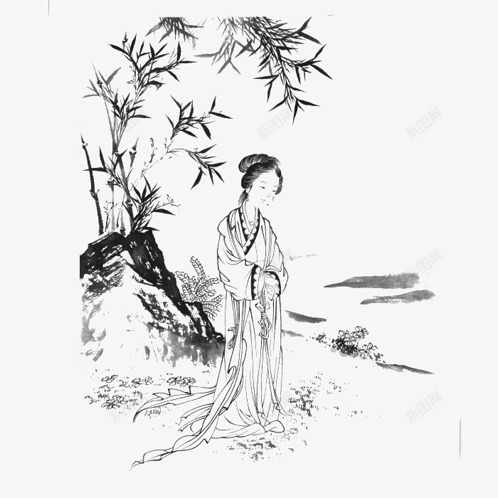 大树下的美女png免抠素材_88icon https://88icon.com 古代女性 插画美女 线条美女