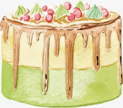 水彩樱桃蛋糕美食矢量图素材