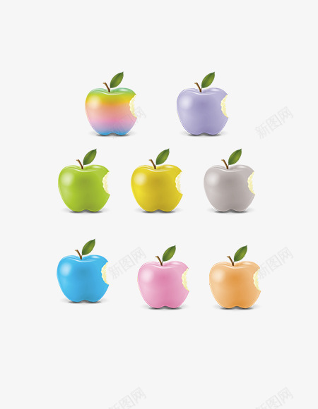 彩色缤纷的苹果png免抠素材_88icon https://88icon.com 卡通 彩色 缤纷 苹果
