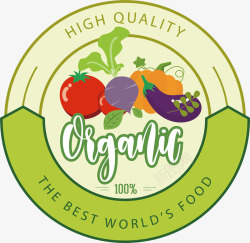 有机食品标签圆形绿色有机蔬菜标签高清图片