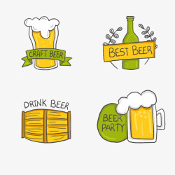 彩绘优质啤酒标签矢量图素材