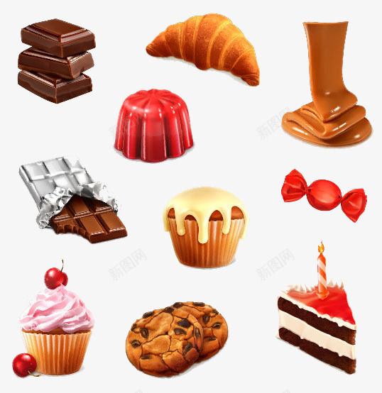 甜品糕点png免抠素材_88icon https://88icon.com 巧克力 甜品 糕点 糖果 面包