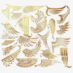 黄金雕刻翅膀素材
