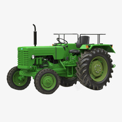 四轮绿色大型农用拖拉机素材