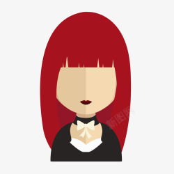 红色头发女性头像矢量图素材