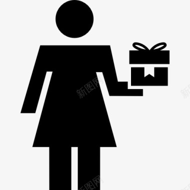 女人有一个礼品盒图标图标