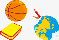 手绘篮球地球仪图案素材