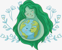 创意世界母亲地球日手绘矢量图素材