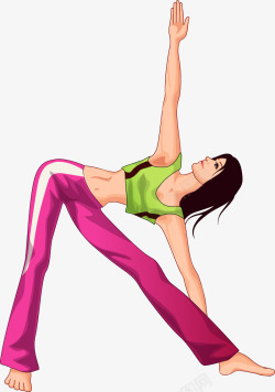 卡通做瑜伽锻炼的女人图矢量图素材