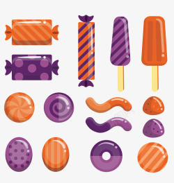 紫色糖果紫色橘色卡通糖果矢量图高清图片
