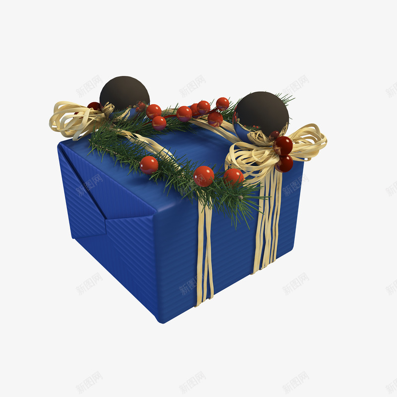 圣诞礼物盒装饰png免抠素材_88icon https://88icon.com 圣诞礼物素材 新年礼包 节日礼盒 蓝色礼品盒