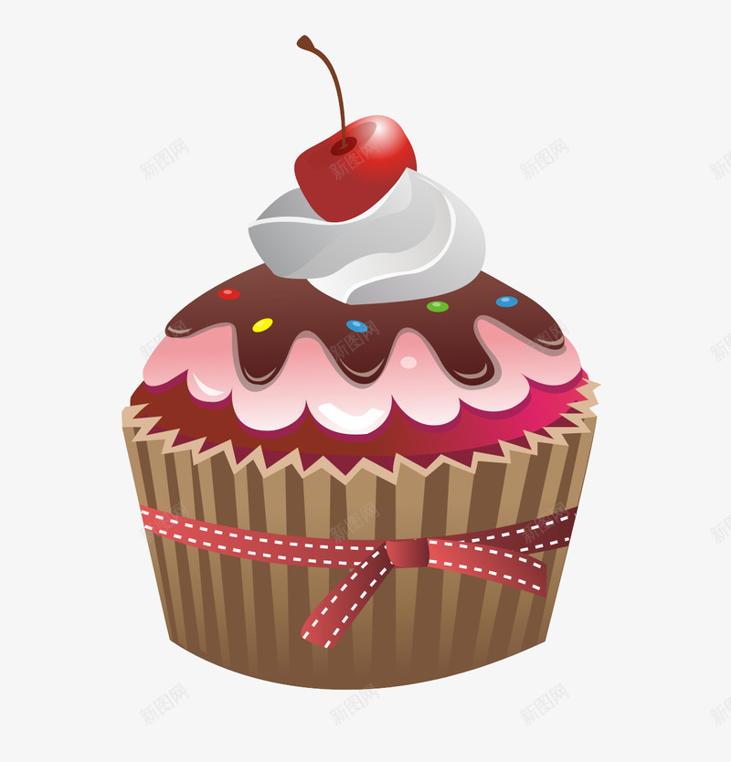 卡通樱桃奶油蛋糕png免抠素材_88icon https://88icon.com 卡通 奶油 樱桃 蛋糕 蛋糕杯 面包