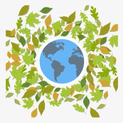 世界环境日绿色树叶矢量图素材