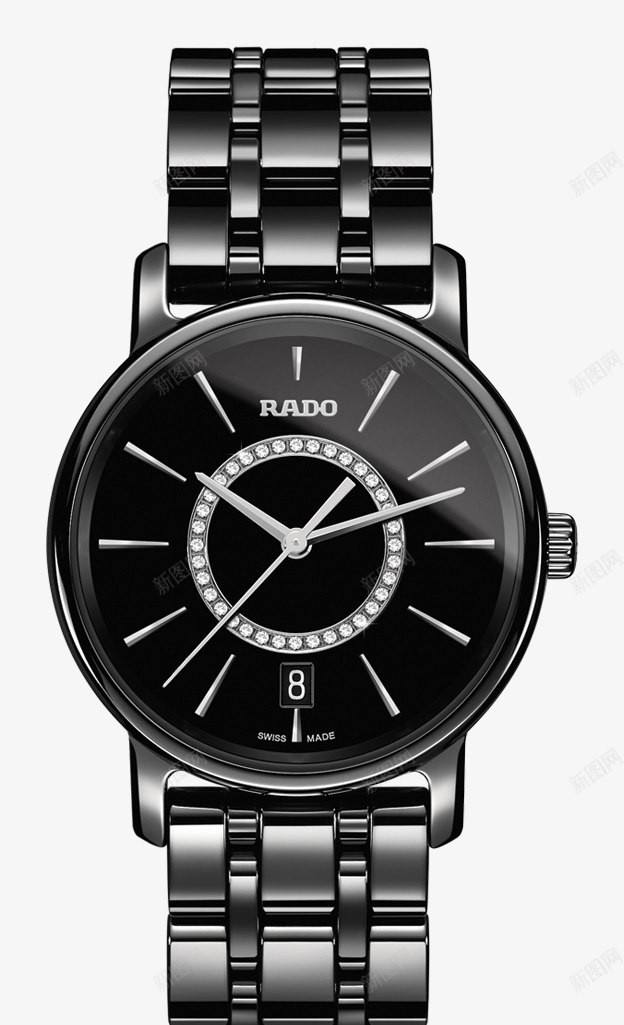 雷达黑色腕表镶钻手表男表png免抠素材_88icon https://88icon.com RADO 产品实物 手表 机械男表 男士手表 男士表 腕表 雷达