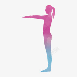 彩绘锻炼平衡瑜伽剪影矢量图素材