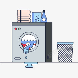 卡通洗衣机洗衣服素材