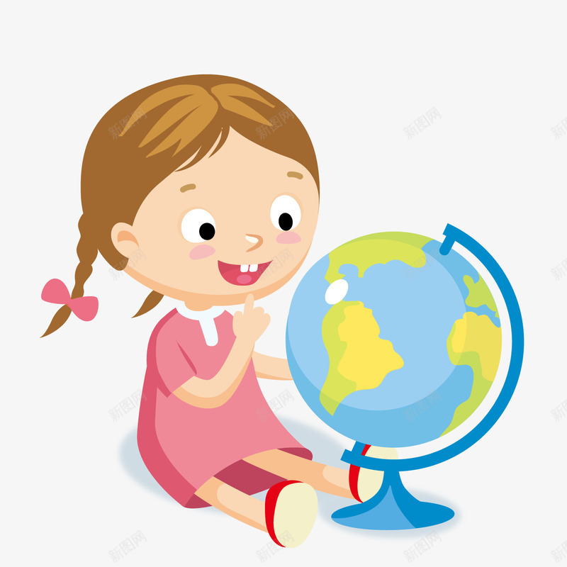 坐在地球仪前的小女孩png免抠素材_88icon https://88icon.com 地球仪 女孩 微笑
