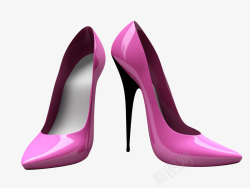 紫色女性一双发亮的包头高跟鞋实素材