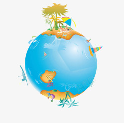 蓝色创意地球世界节水日插画素材