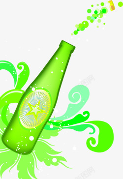 夏日海报饮品卡通啤酒绿色素材