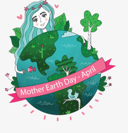 美丽绿色地球妈妈矢量图素材