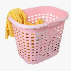 带盖洗衣篮带衣服粉色塑料筐洗衣篮高清图片