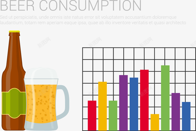 啤酒消费量信息图表PPT矢量图ai免抠素材_88icon https://88icon.com 个性信息图表 啤酒 彩色信息图片 彩色信息图表 时尚图表 酒杯 矢量图
