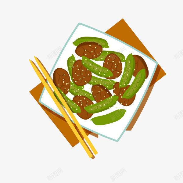 彩色手绘的毛豆蔬菜png免抠素材_88icon https://88icon.com 动漫动画 卡通手绘 盘子 筷子 美食 蔬菜 装饰图 食物