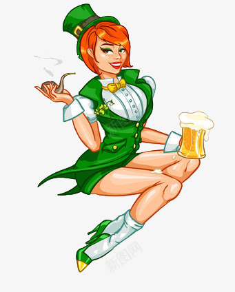 卡通画里的啤酒女郎png免抠素材_88icon https://88icon.com 啤酒 女郎 性感 烟斗
