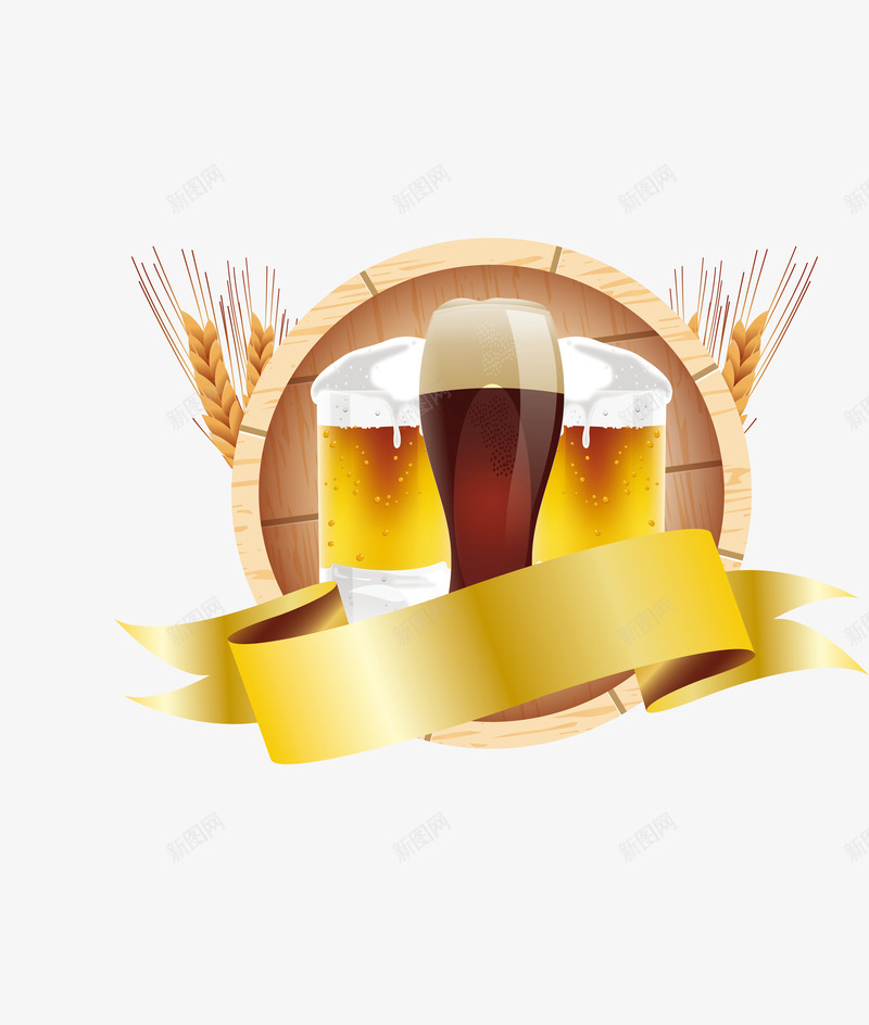 金色彩带啤酒海报png免抠素材_88icon https://88icon.com 啤酒 啤酒杯 啤酒节 矢量png 金色彩带