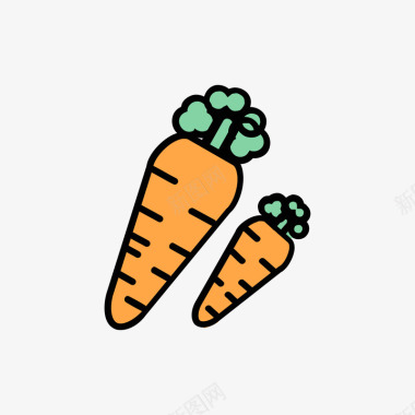 手绘线条蔬菜彩色手绘圆弧胡萝卜元素矢量图图标图标