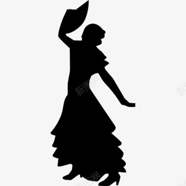 弗拉门戈女性剪影跳舞图标图标