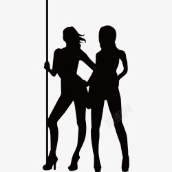 跳钢管舞跳钢管舞的两个女性剪影矢量图图标高清图片