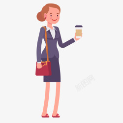 喝咖啡商务女士拿着咖啡杯的商务人士矢量图高清图片