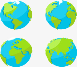 旋转的地球4款美丽蓝色地球矢量图高清图片