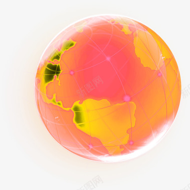 黄红色手绘地球图标图标