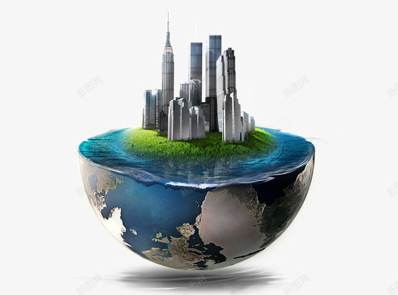 地球上的城市psd免抠素材_88icon https://88icon.com 地球 城市 水
