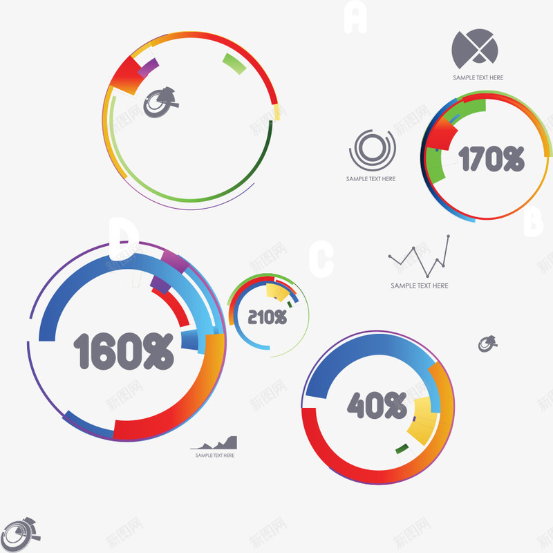 彩色圆环图表png免抠素材_88icon https://88icon.com 圆环 彩色圆环 曲线 百分比