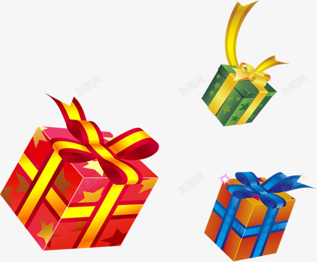 三个颜色立体的礼品盒png免抠素材_88icon https://88icon.com 礼品盒 立体 颜色