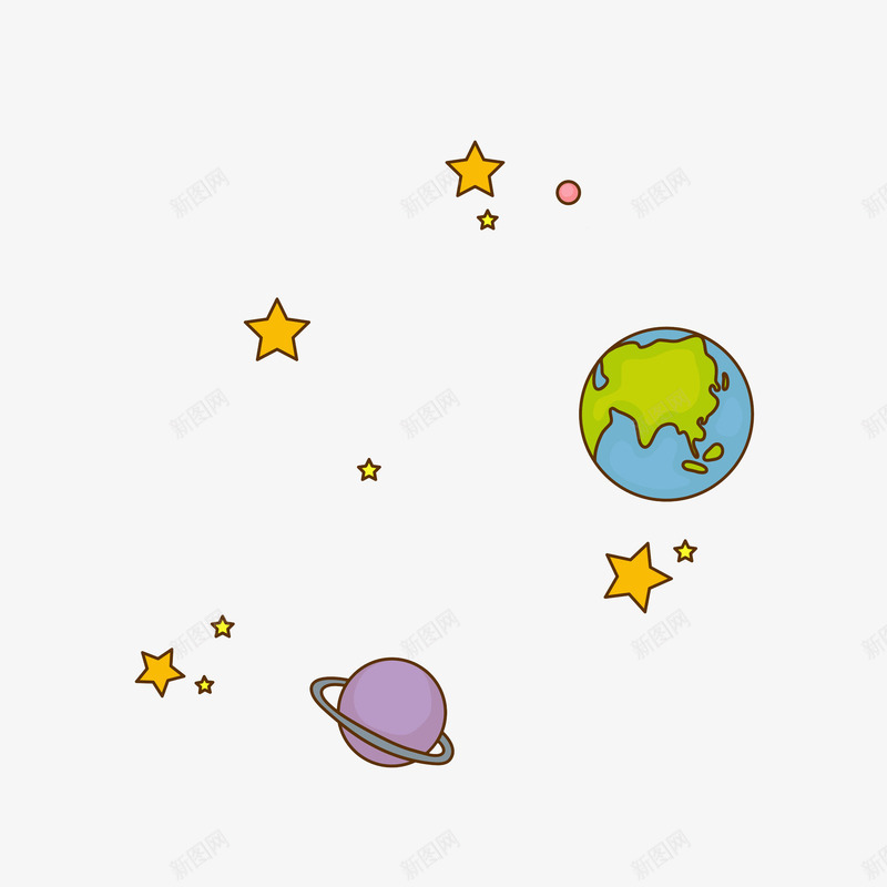 手绘星星和地球装饰图png免抠素材_88icon https://88icon.com 卡通 地球 太空 手绘 插图 星星 星球 装饰