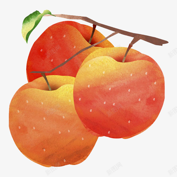 树枝上的新鲜的红色苹果png免抠素材_88icon https://88icon.com 卡通 叶子 手绘 新鲜 树枝 红色 美味 苹果 食物