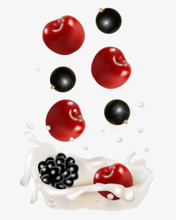 牛奶水果樱桃黑莓素材