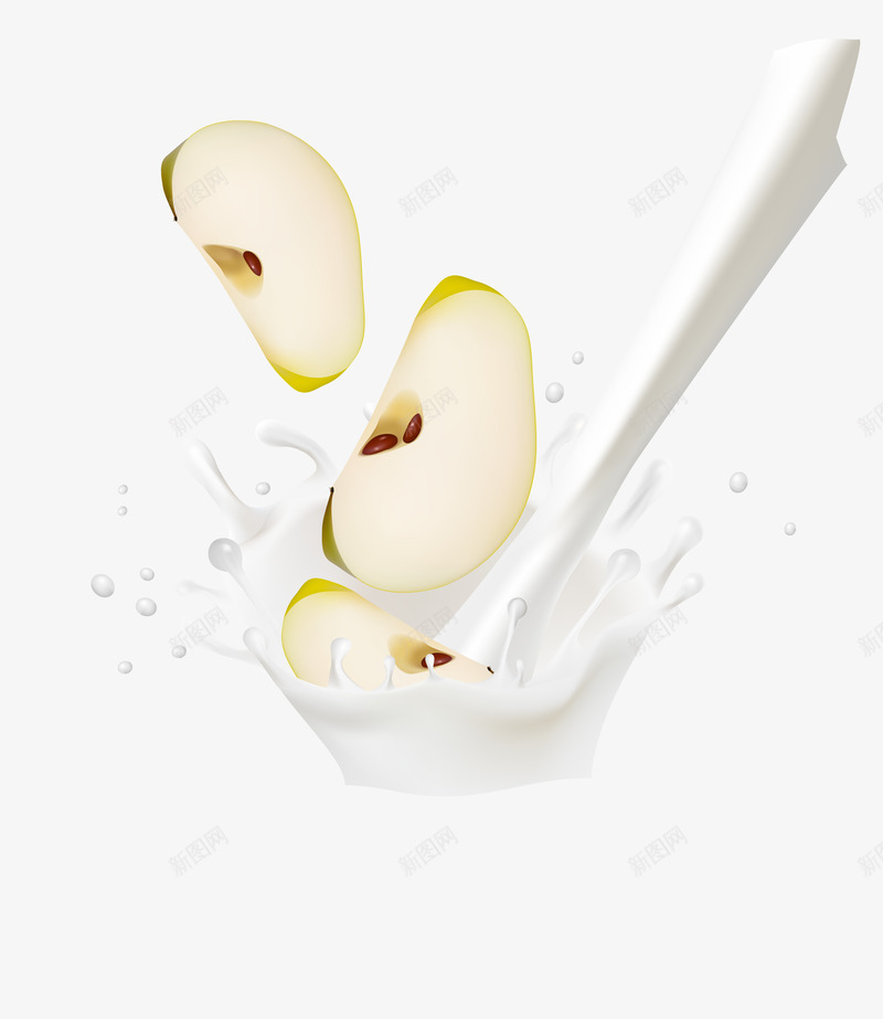 苹果牛奶矢量图ai免抠素材_88icon https://88icon.com 切开的苹果 液体 牛奶 苹果 矢量图