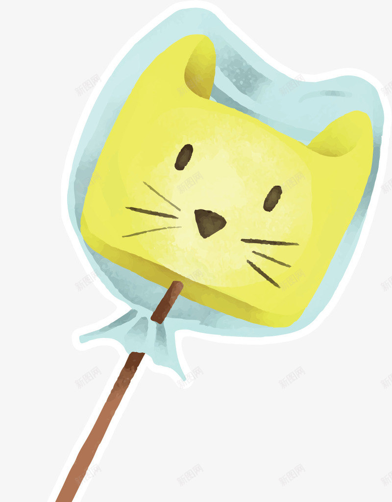 卡通黄色猫咪糖果矢量图ai免抠素材_88icon https://88icon.com 卡通糖果 棒棒糖 猫咪糖果 矢量png 糖果 黄色猫咪 矢量图