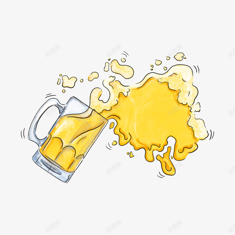 啤酒杯中的啤酒png免抠素材_88icon https://88icon.com 300像素图 AI图免抠 啤酒 大图免抠 手绘 酒杯 高清免抠