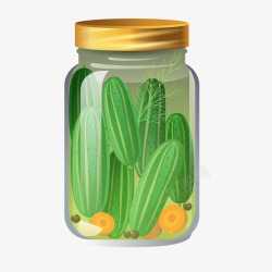 瓶子里的黄瓜瓶子里的水果蔬菜矢量图高清图片