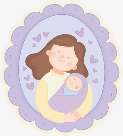 手绘的母亲节母婴人物矢量图素材