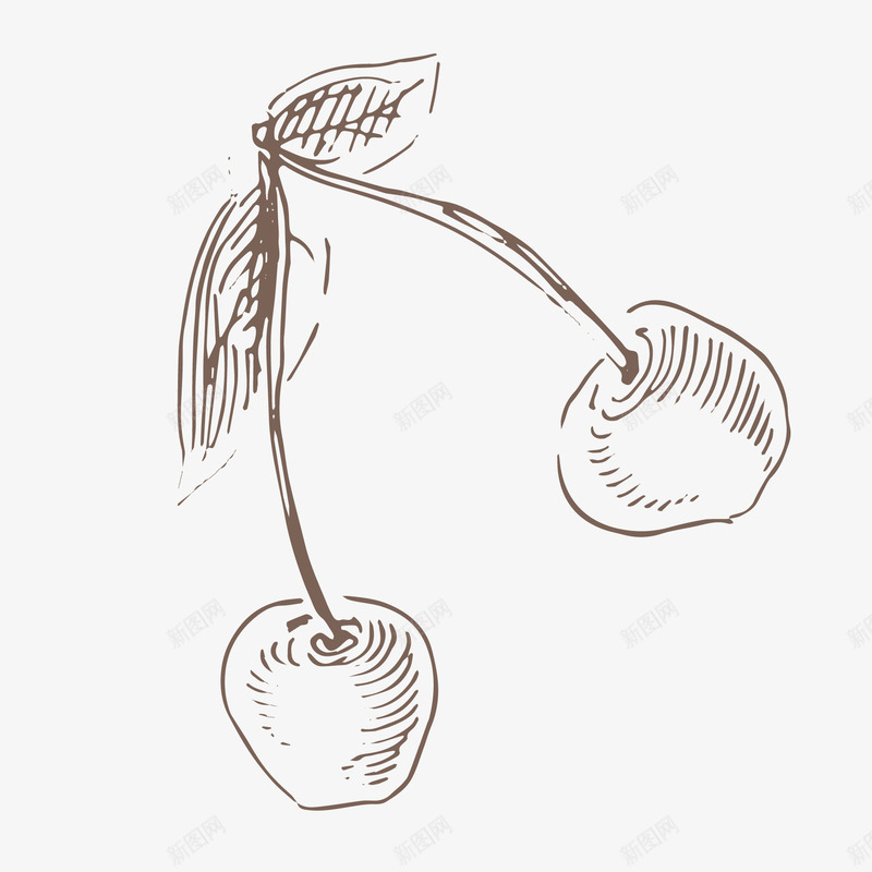 卡通创意手绘樱桃矢量图ai免抠素材_88icon https://88icon.com 手绘速写 植物 樱桃 水果 绘画 食物 矢量图