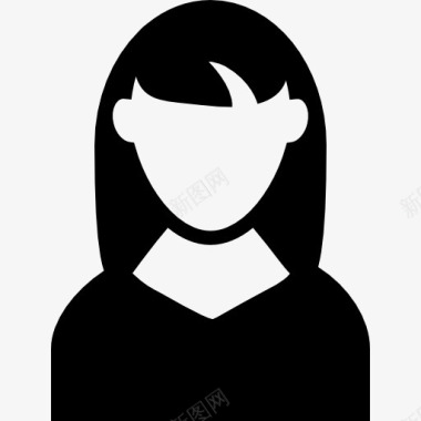 女性身材轮廓女人黑长头发的头像图标图标
